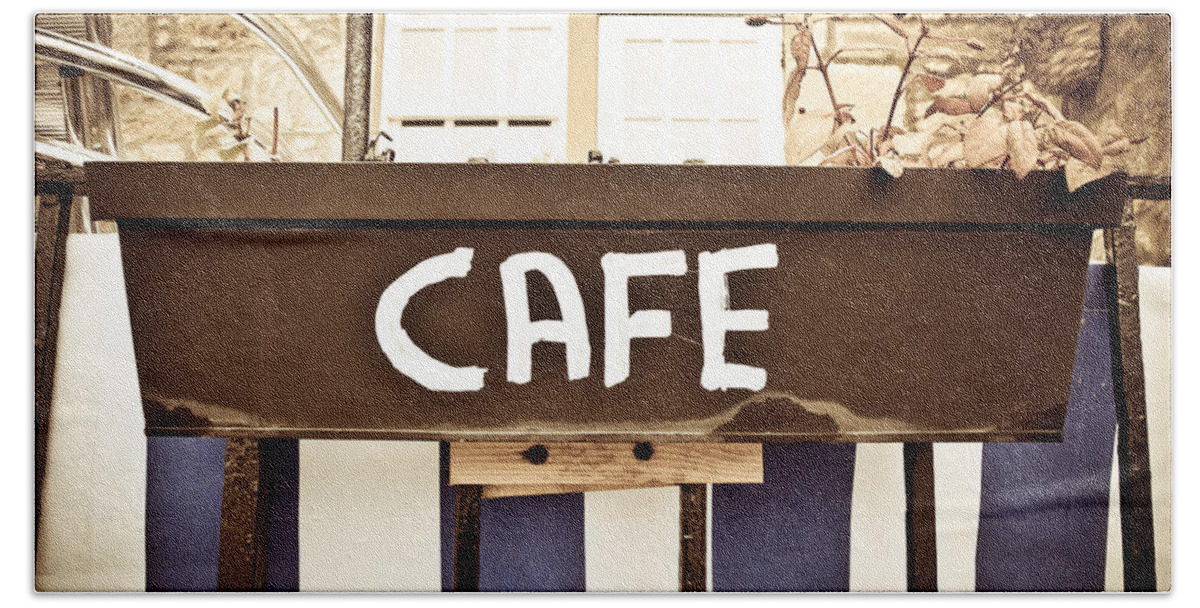 Business Bath Towel featuring the photograph Cafe sign #1 by Tom Gowanlock