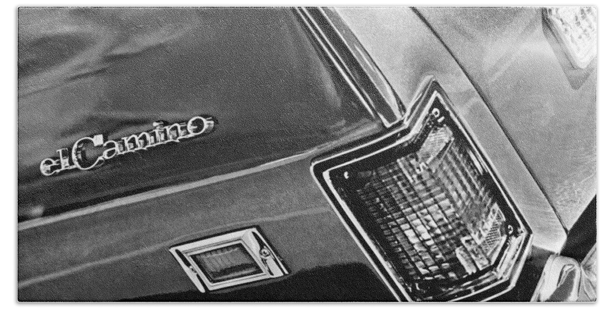 Chevrolet El Camino Taillight Emblem Bath Towel featuring the photograph Chevrolet el Camino Taillight Emblem #1 by Jill Reger