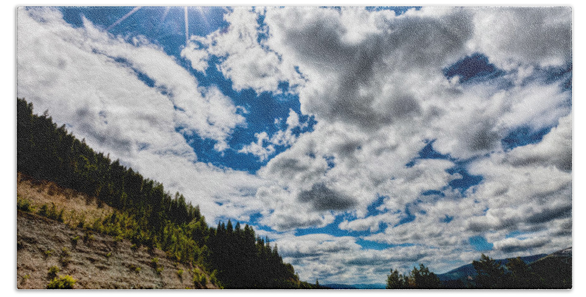 Landscape Bath Towel featuring the photograph Clouds in a Valley #1 by Alexander Fedin