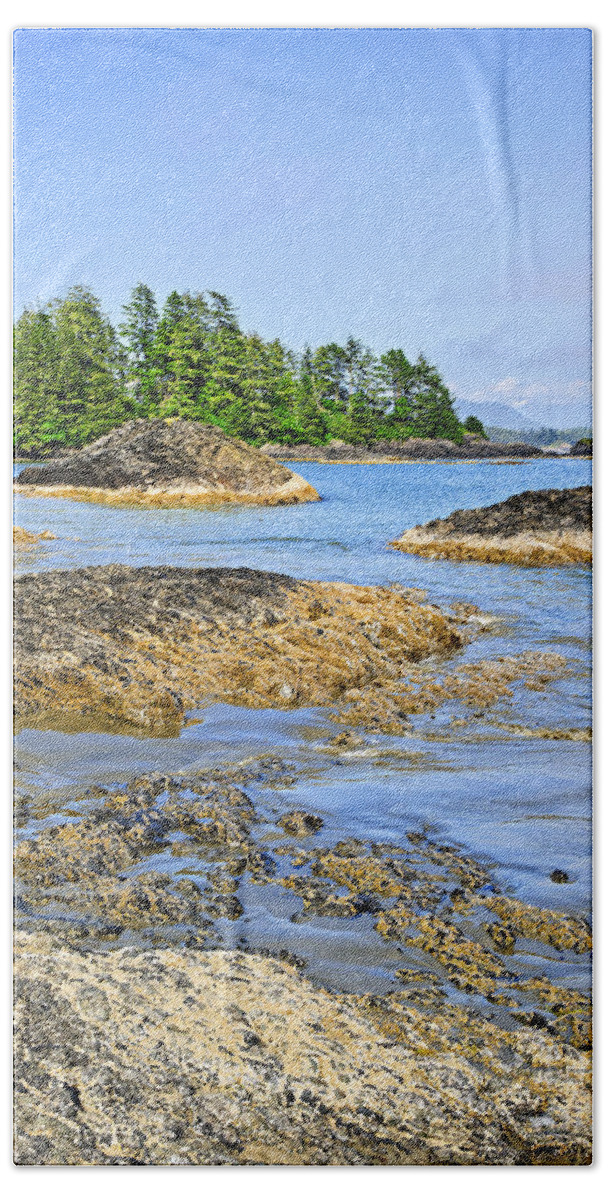Pacific Bath Towel featuring the photograph Coast of Pacific ocean on Vancouver Island 6 by Elena Elisseeva