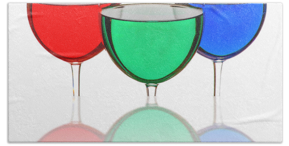 Alcohol Bath Towel featuring the photograph Colorful Wine Glasses #1 by Peter Lakomy