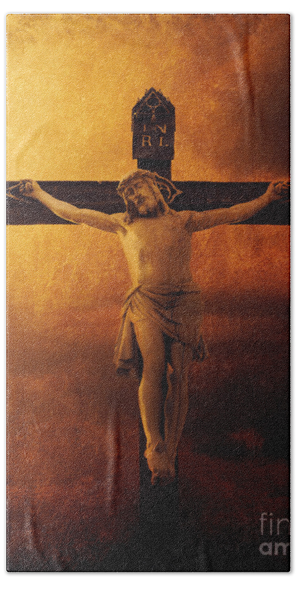 Jesus Bath Towel featuring the photograph Crucifixcion Statue by Jelena Jovanovic