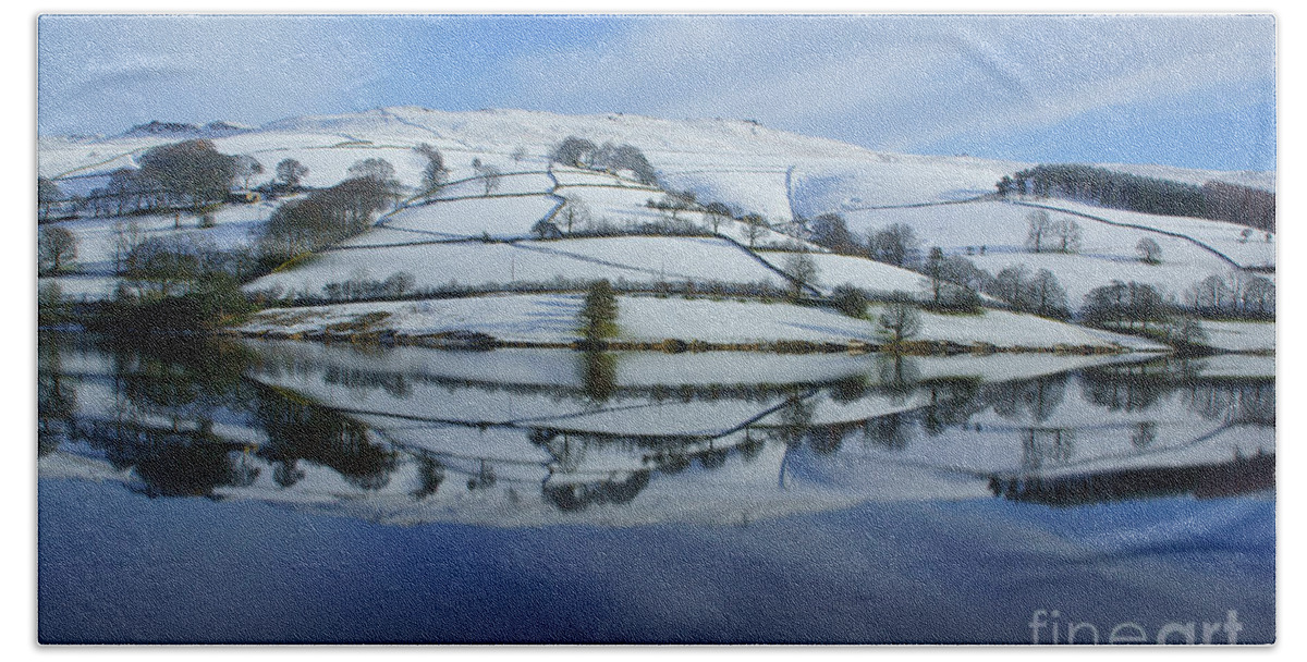 Winter Hand Towel featuring the photograph Derwent Valley Reflections #2 by David Birchall