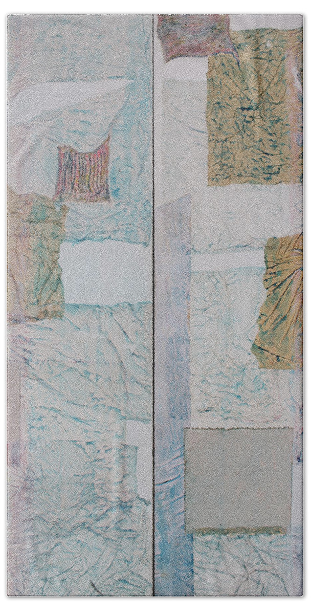 Door Painting Bath Towel featuring the sculpture Double Doors of Unfinished Projects in Blue #1 by Asha Carolyn Young