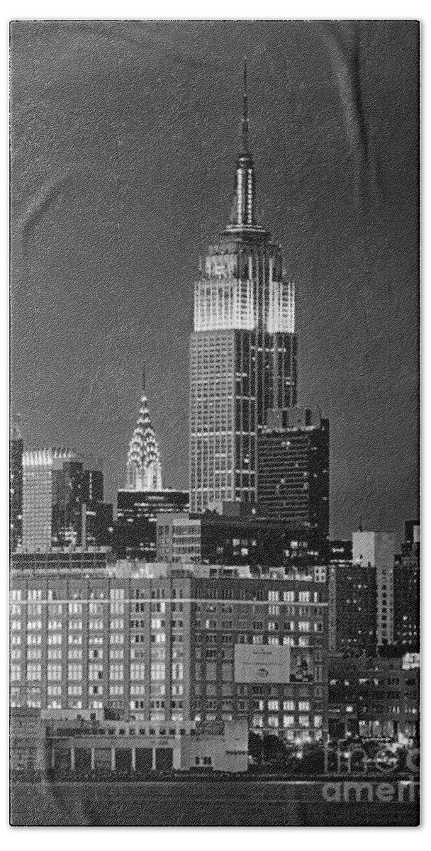 Chrysler Building Hand Towel featuring the photograph Empire and Chrysler Buildings #1 by Jerry Fornarotto