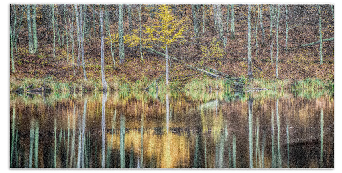 Autumn Bath Towel featuring the photograph Fall Reflections #1 by Paul Freidlund