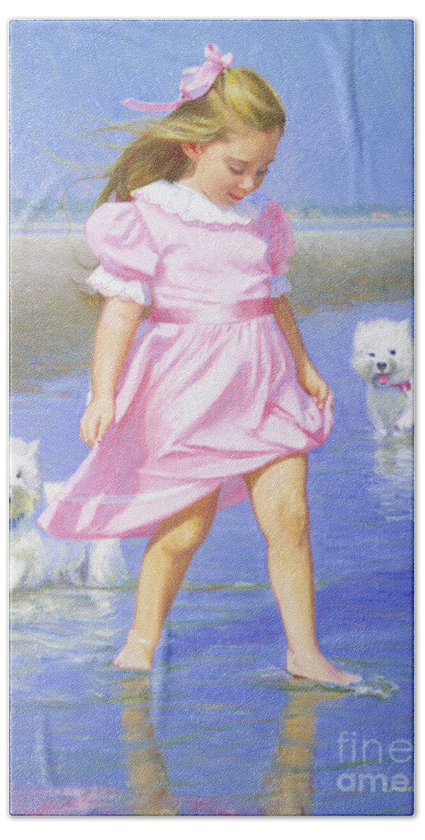 Girl Bath Towel featuring the painting Follow Me #1 by Candace Lovely