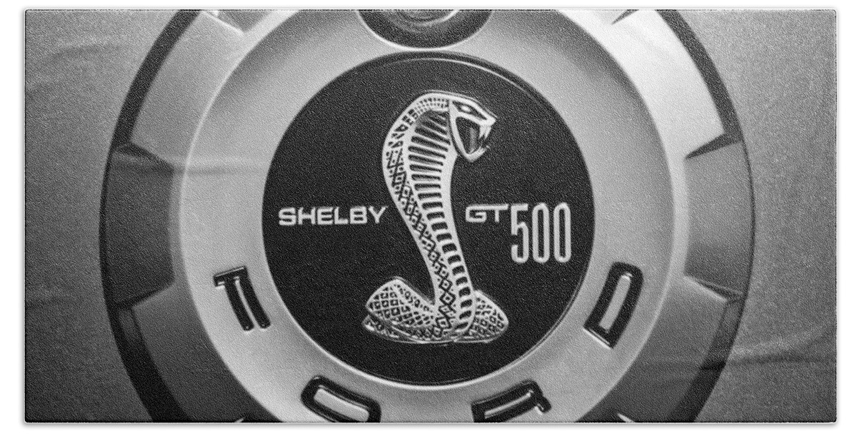 Ford Shelby Gt 500 Cobra Emblem Hand Towel featuring the photograph Ford Shelby Gt 500 Cobra Emblem #1 by Jill Reger