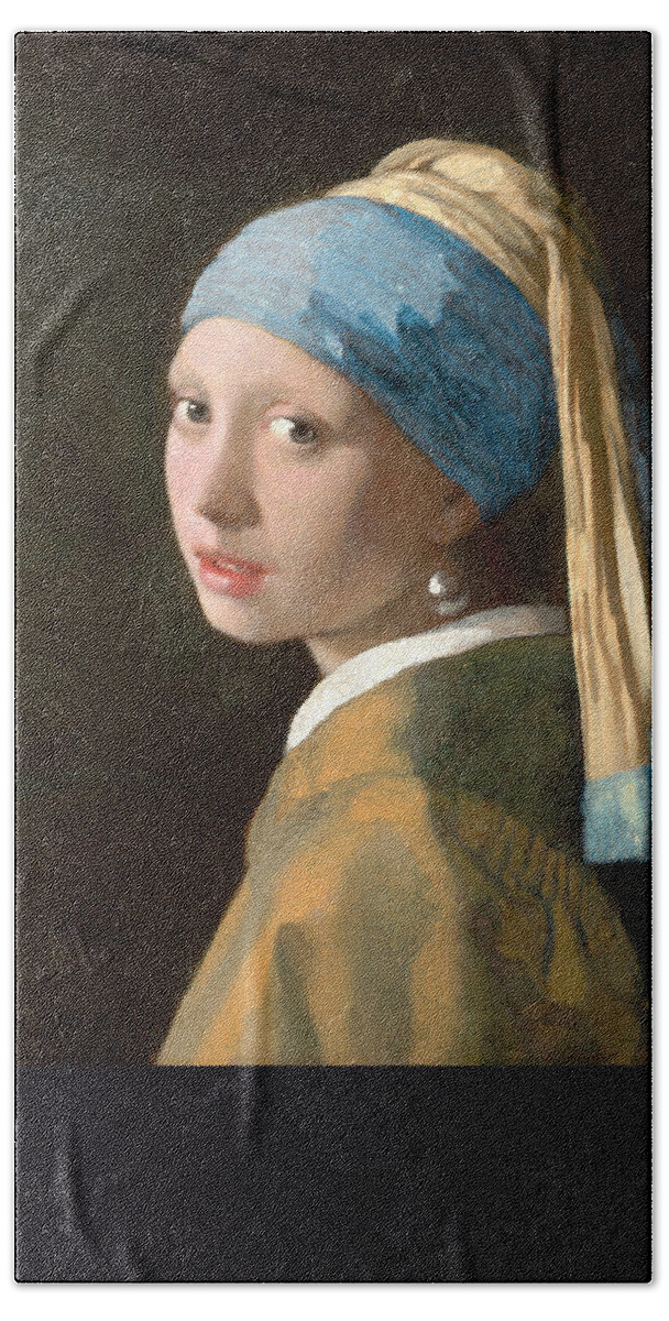 Girl With A Pearl Earring Bath Towel featuring the painting Girl with a Pearl Earring by Johannes Vermeer