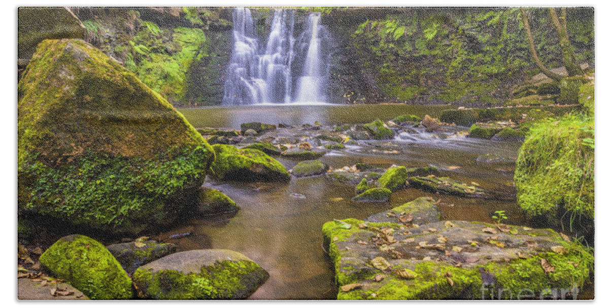 Airedale Hand Towel featuring the photograph Goit Stock Waterfall #1 by Mariusz Talarek
