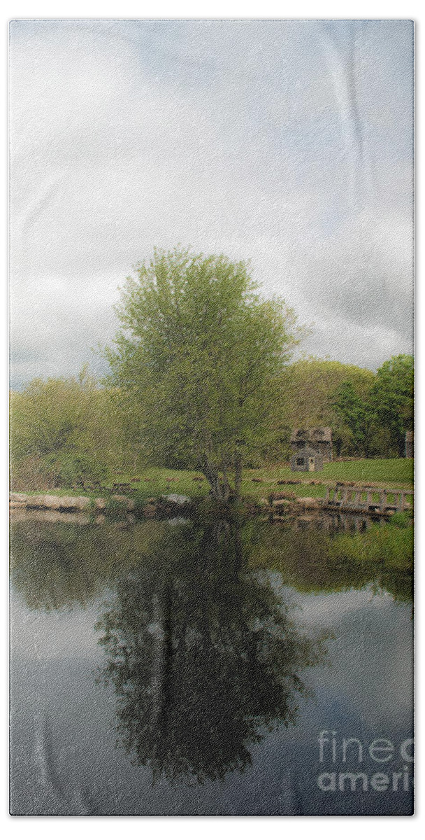 Grays Bath Towel featuring the photograph Grays Mill Pond #1 by Angela DeFrias