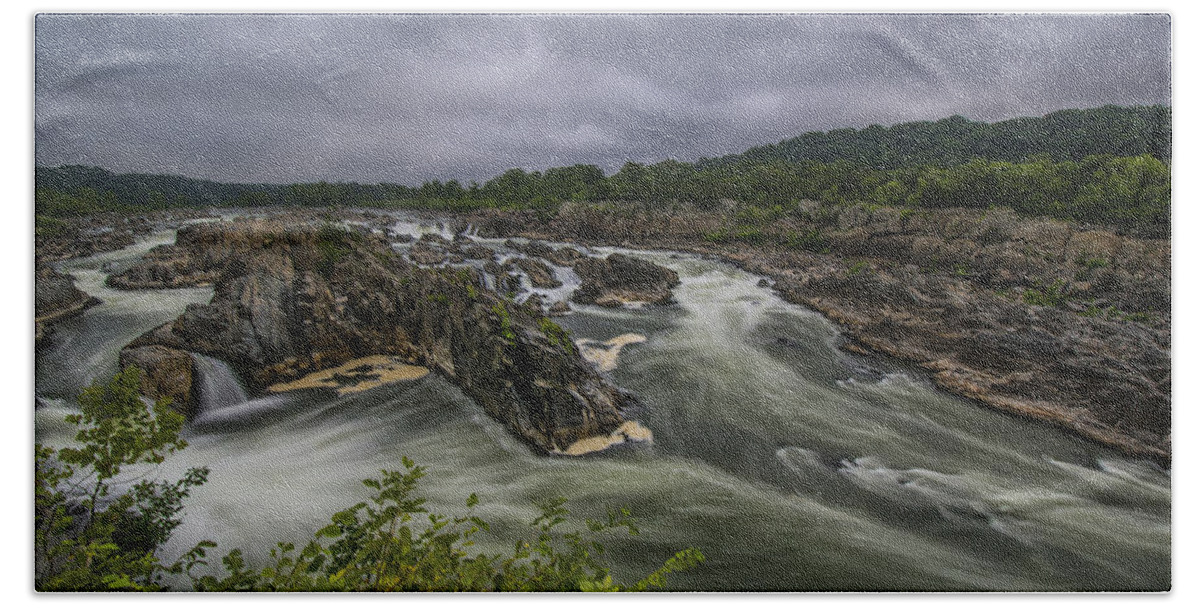 Water Hand Towel featuring the photograph Great Falls #1 by Erika Fawcett