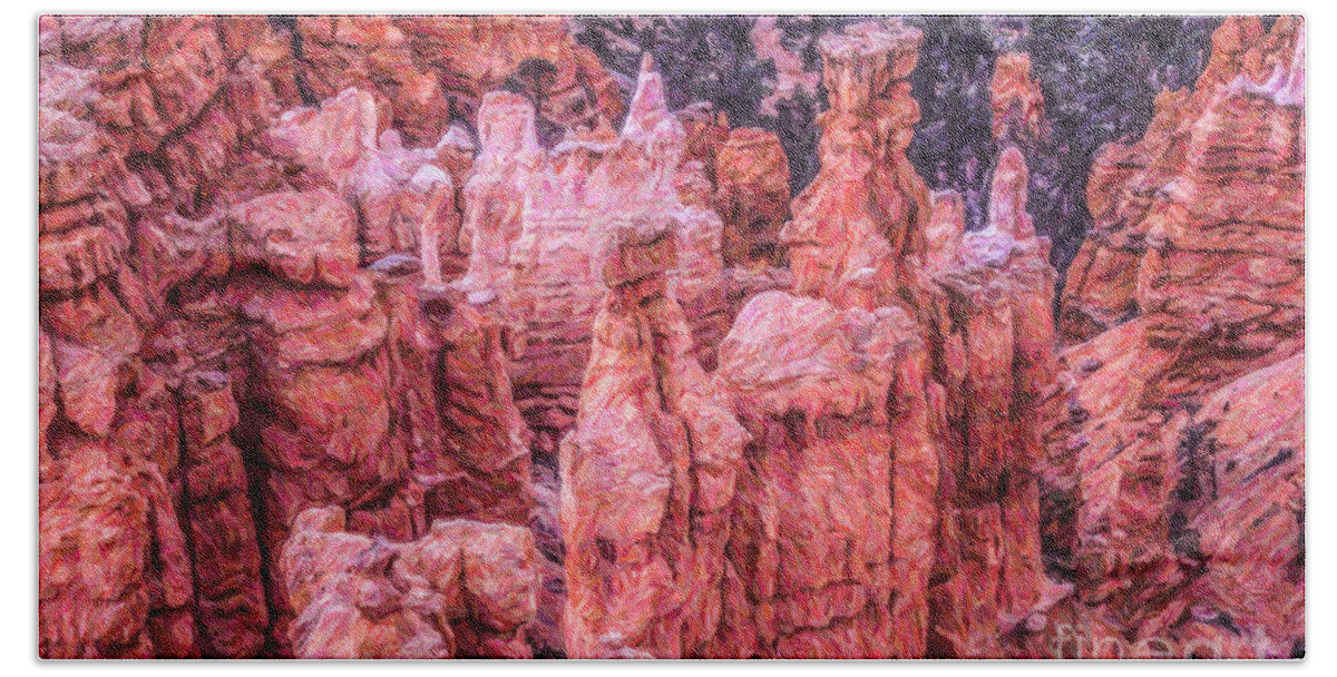 Hoodoos Bath Towel featuring the digital art Hoodoos Bryce Canyon Utah #1 by Liz Leyden