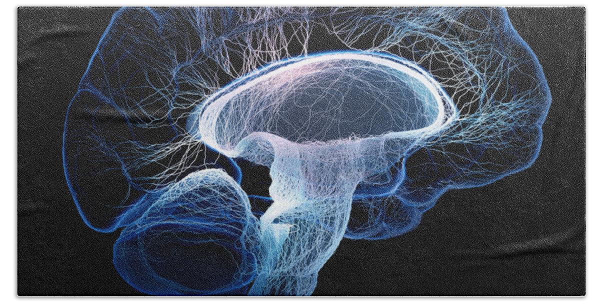 Brain Bath Sheet featuring the photograph Human brain complexity by Johan Swanepoel