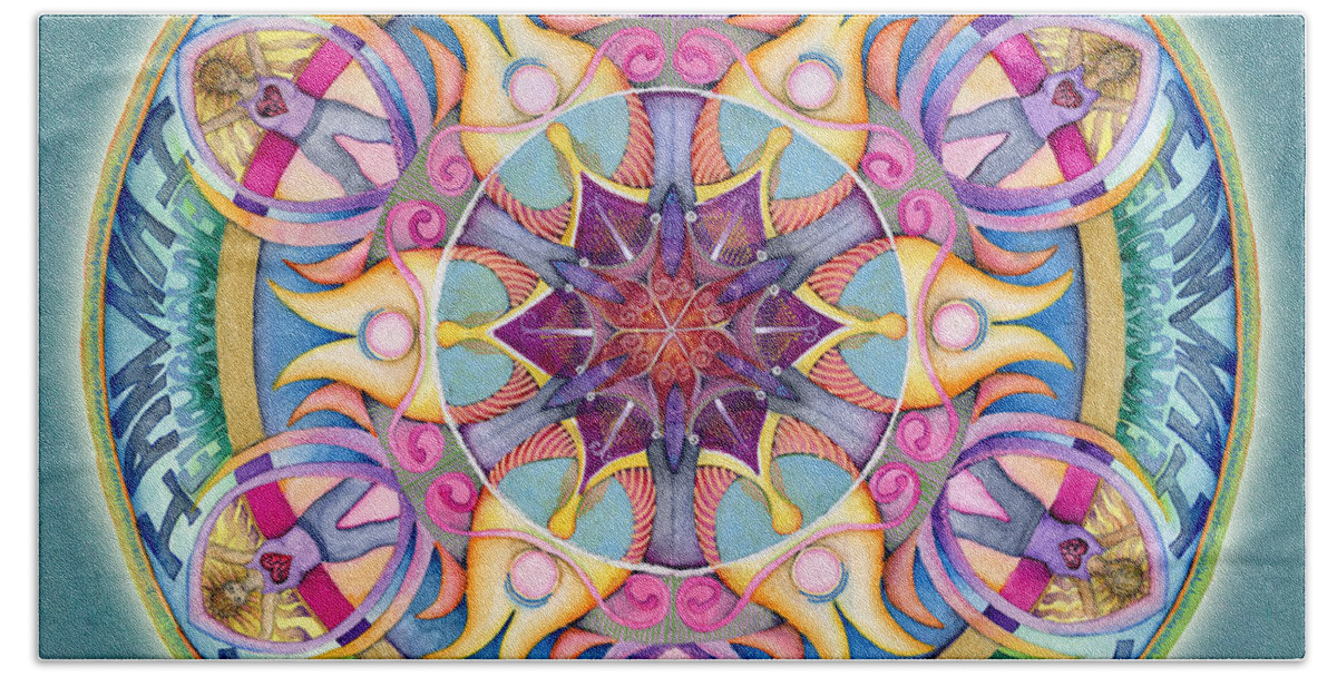 Mandala Hand Towel featuring the painting I Am Enough Mandala by Jo Thomas Blaine