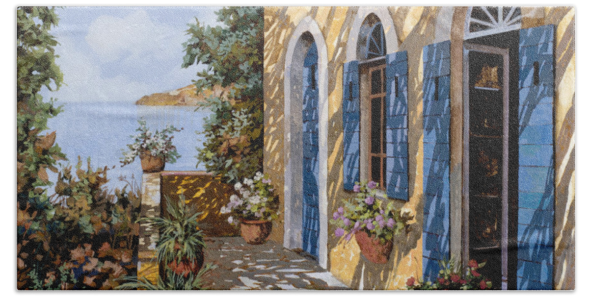 Blue Doors Hand Towel featuring the painting Altre Porte Blu #1 by Guido Borelli