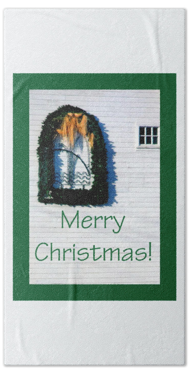 Celebrate Hand Towel featuring the photograph Merry Christmas Barn 1191 by Jerry Sodorff