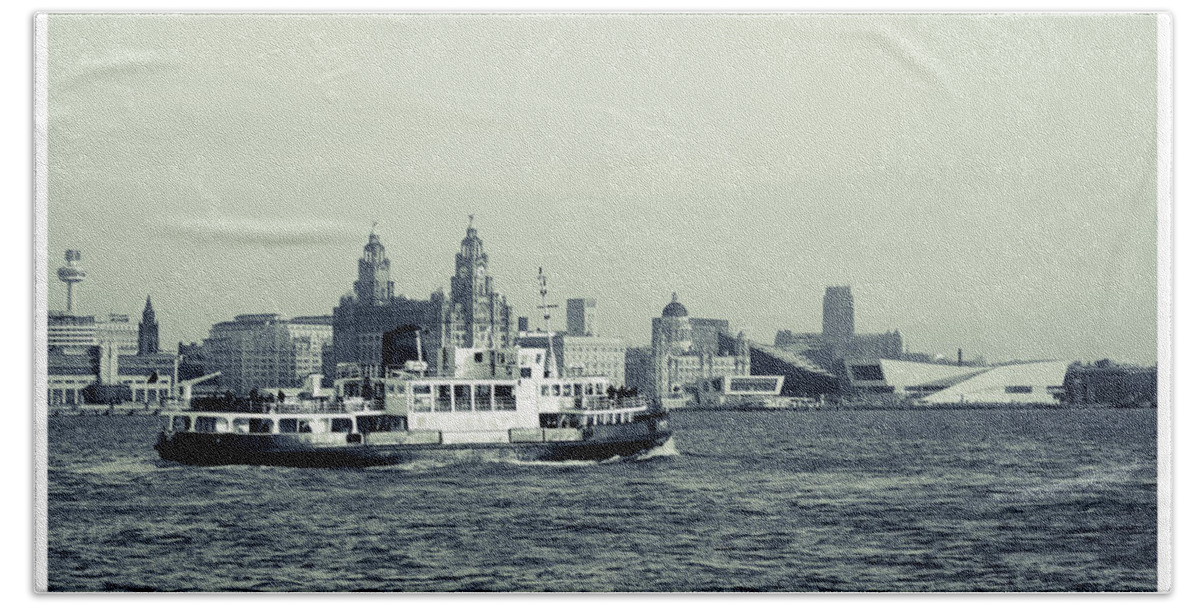Liverpool Museum Bath Towel featuring the photograph Mersey Ferry by Spikey Mouse Photography