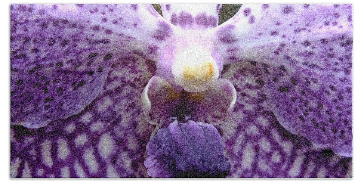 Micro Pictures Hand Towel featuring the photograph Micro Orchid #1 by Yenni Harrison