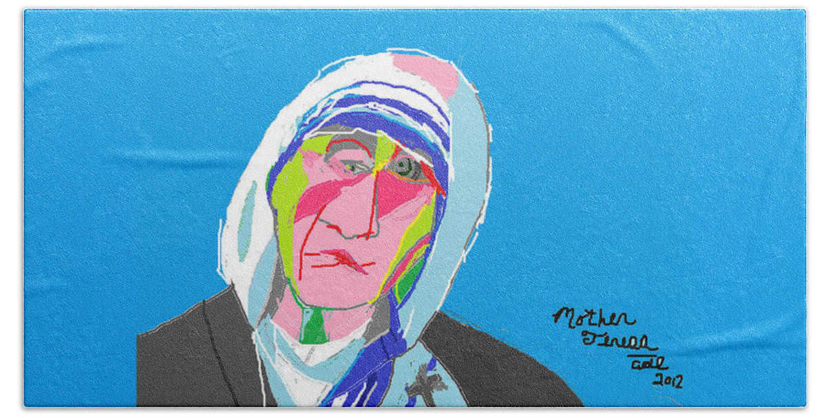 Mother Teresa Bath Towel featuring the painting Mother Teresa #1 by Anita Dale Livaditis