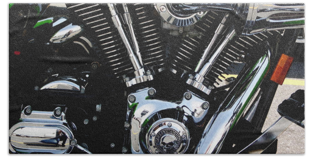 Motorcycle Hand Towel featuring the photograph Motorcycle engine #1 by Karl Rose