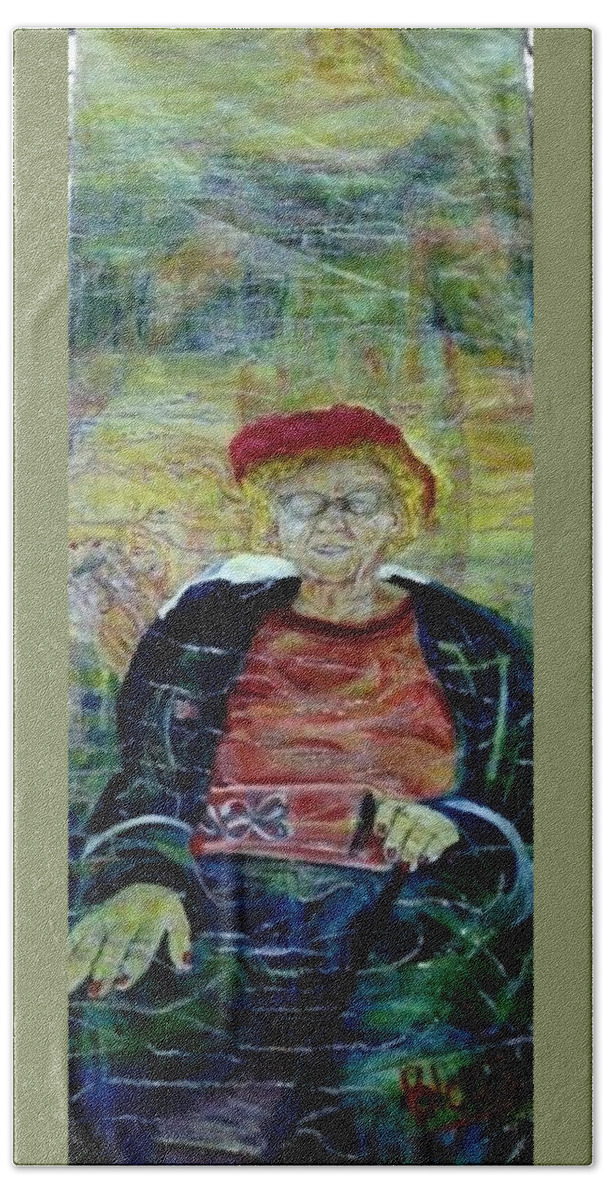  Bath Towel featuring the painting Mrs Boyda by Peggy Blood