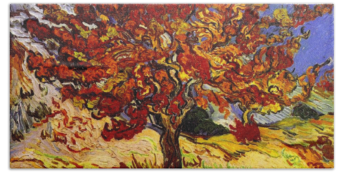 Vincent Van Gogh Bath Towel featuring the painting Mulberry Tree #1 by Vincent Van Gogh