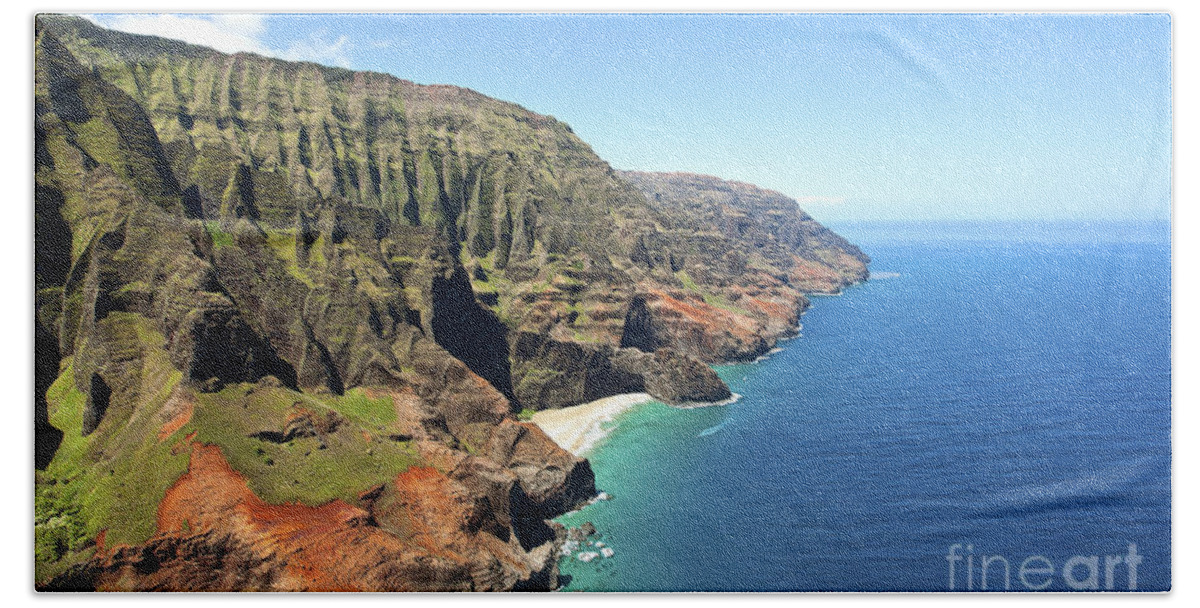 Aerial Hand Towel featuring the photograph Na Pali Coast Aerial #2 by M Swiet Productions