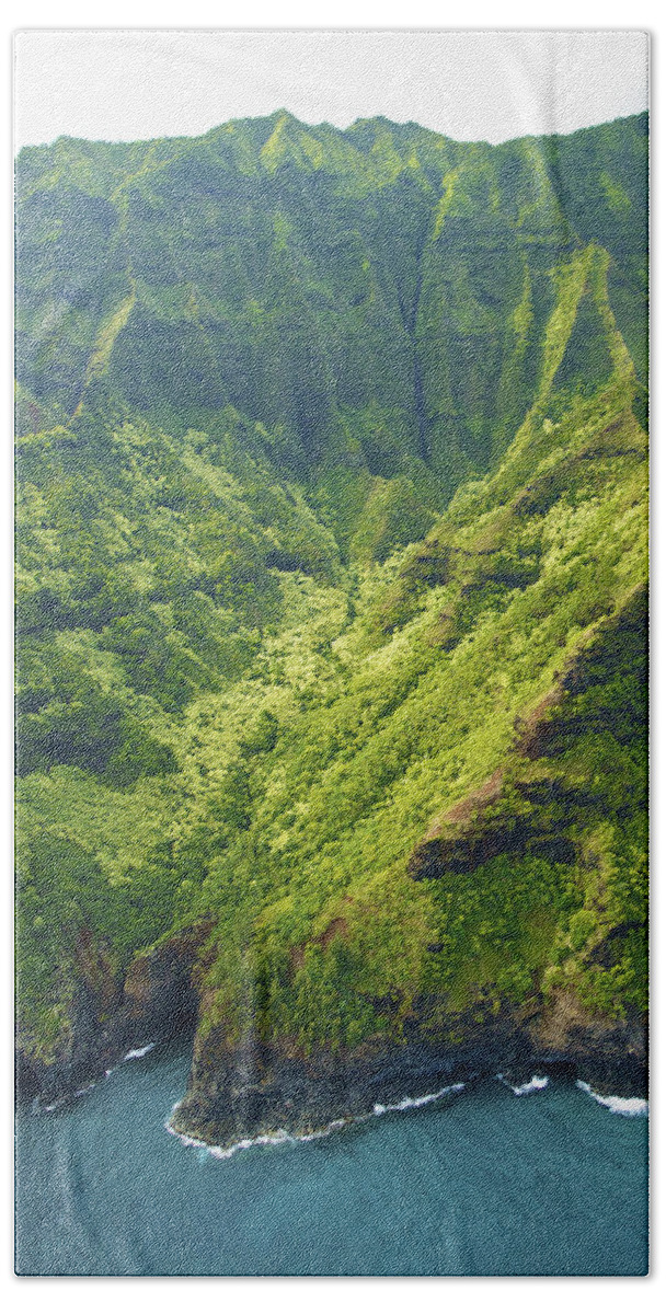 Aerial Hand Towel featuring the photograph Na Pali Coast #1 by Kicka Witte