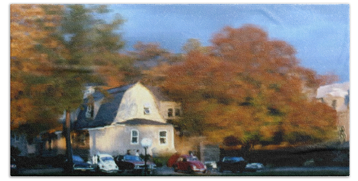 Autumn Hand Towel featuring the painting Northeastern Bible College by Bruce Nutting