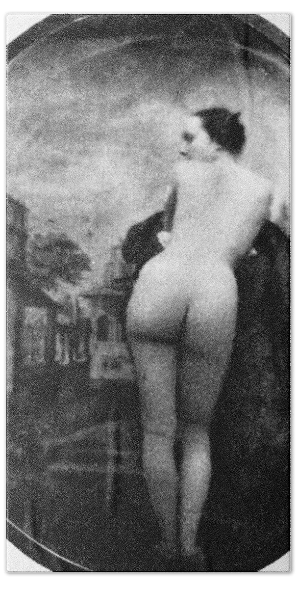 1843 Bath Towel featuring the photograph Nude Posing: Rear View #1 by Granger