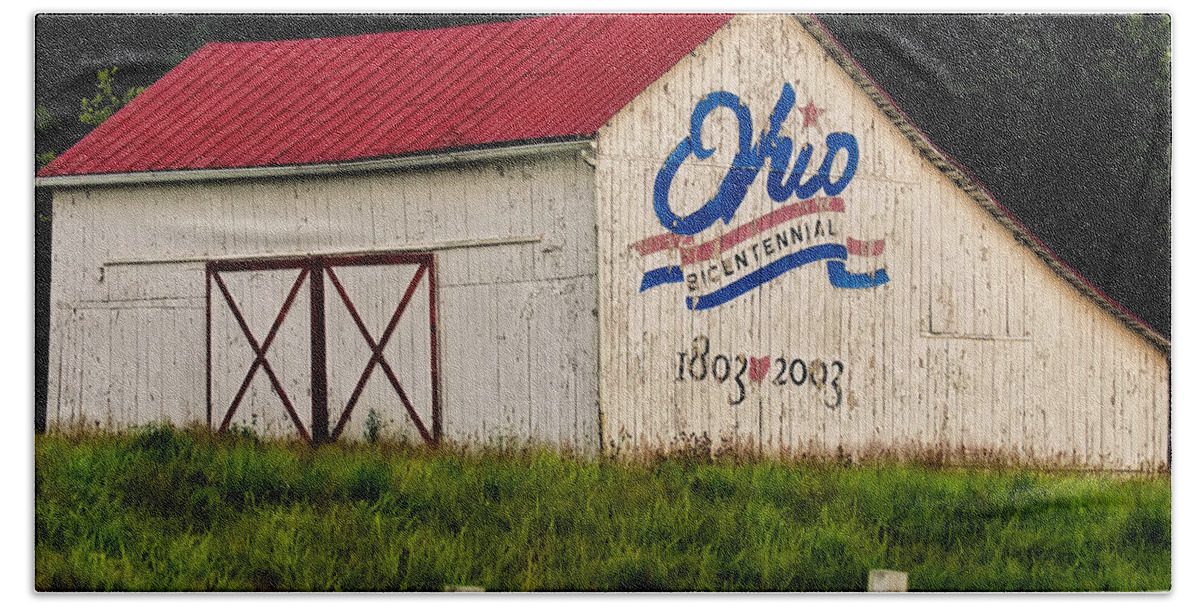 State Of Ohio Bath Towel featuring the photograph Ohio Bicentennial Barn by Flees Photos