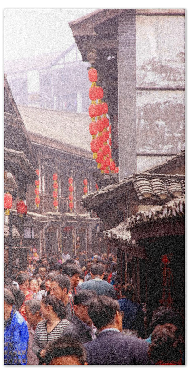 Old Bath Towel featuring the photograph Old Town Chongqing #1 by Valentino Visentini