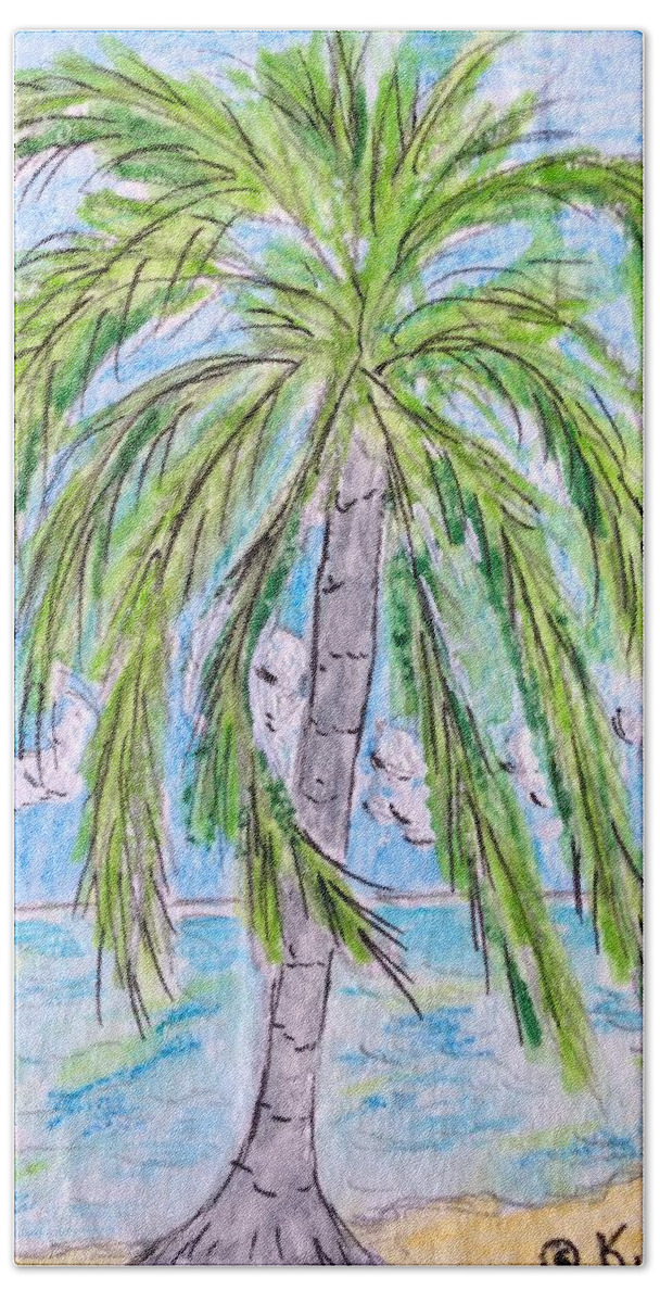 Beach Bath Towel featuring the painting On the Beach #2 by Kathy Marrs Chandler