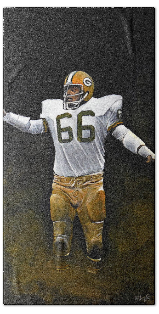 Nitschke Hand Towel featuring the painting Packer Pride by William Walts