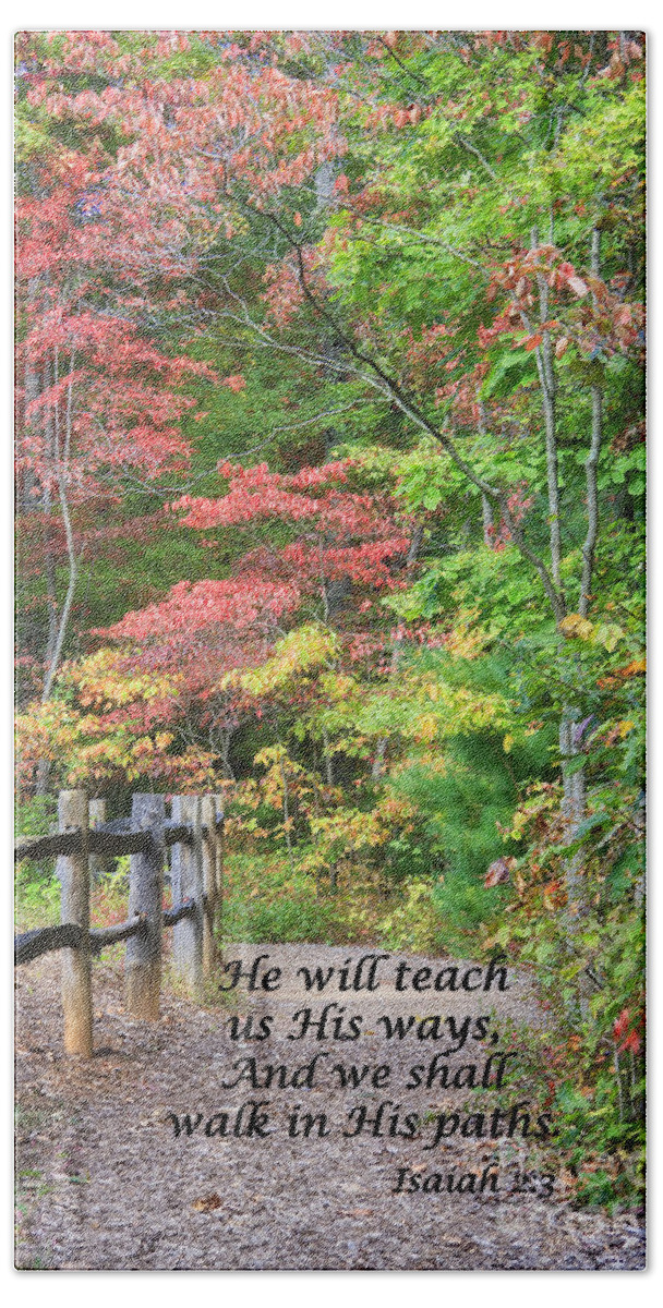 Old Bath Towel featuring the photograph Path in Autumn Scripture #1 by Jill Lang