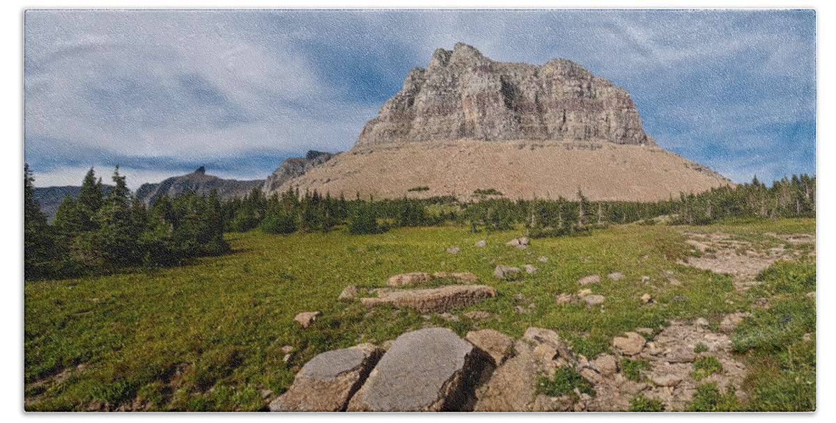 Alpine Bath Towel featuring the photograph Pollock Mountain from Logan Pass by Jeff Goulden
