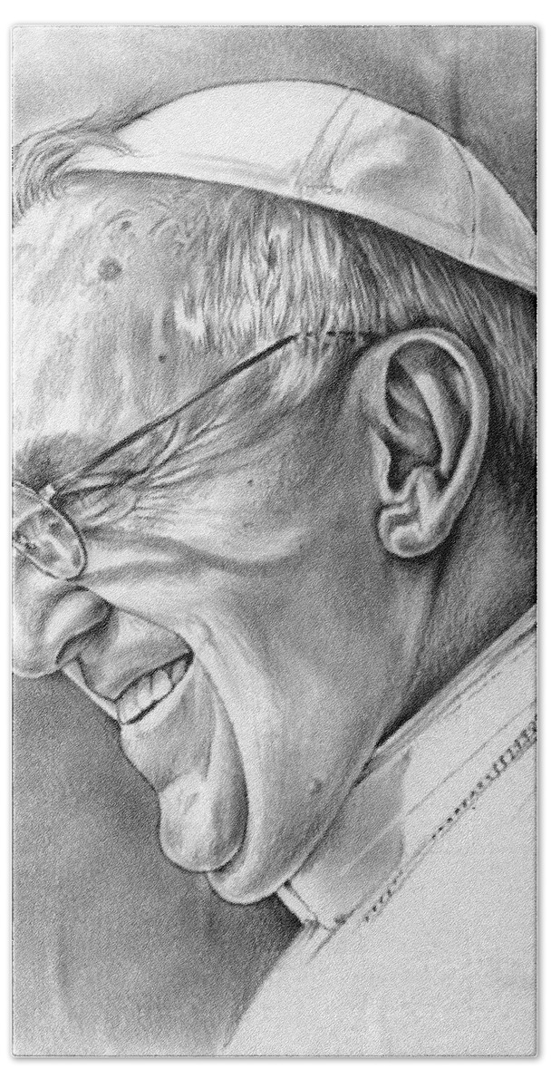 Celebrities Hand Towel featuring the drawing Pope Francis #1 by Greg Joens