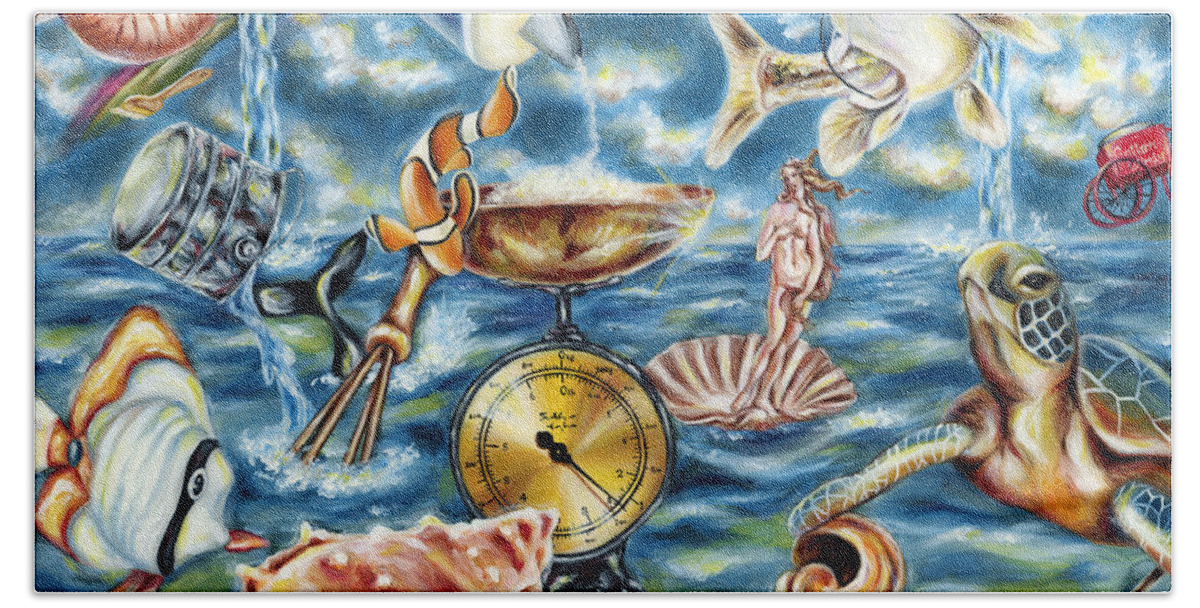 Salt Bath Towel featuring the painting Recipe of Ocean by Hiroko Sakai