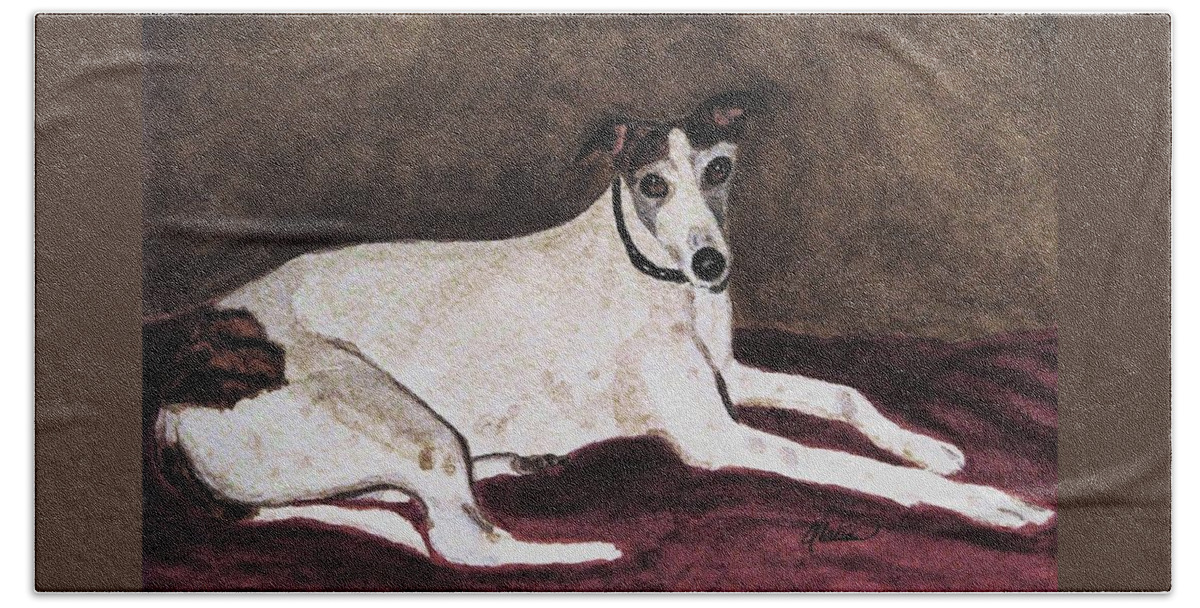 Animal Portraits Bath Towel featuring the painting Resting Gracefully by Angela Davies