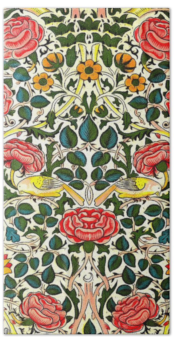 Artistic Bath Towel featuring the painting Rose Design #1 by William Morris