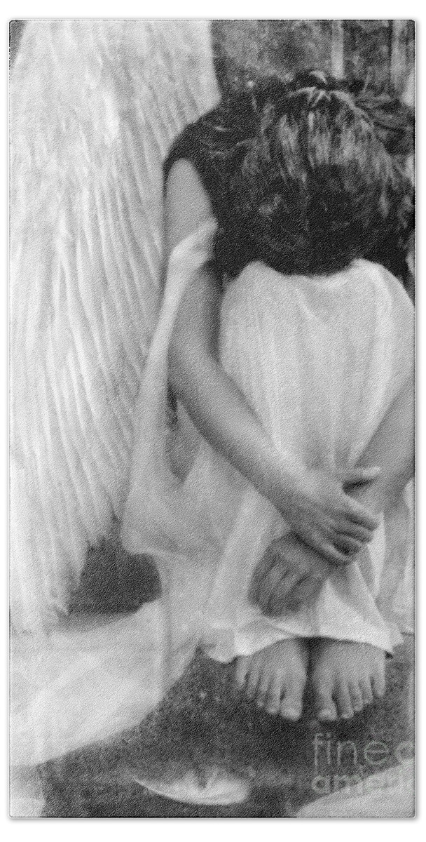 Angel Bath Towel featuring the photograph Sad Angel Woman #1 by Jill Battaglia