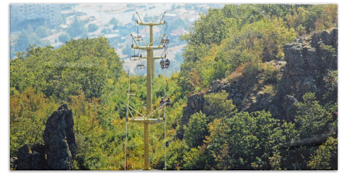 Sliven Chairlift Bath Towel featuring the photograph Sliven Chairlift #1 by Tony Murtagh
