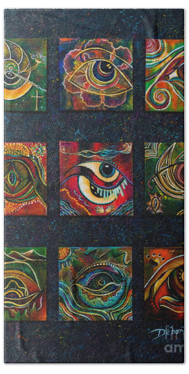 Deborha Kerr Bath Towel featuring the painting Spirit Eye Collection II by Deborha Kerr