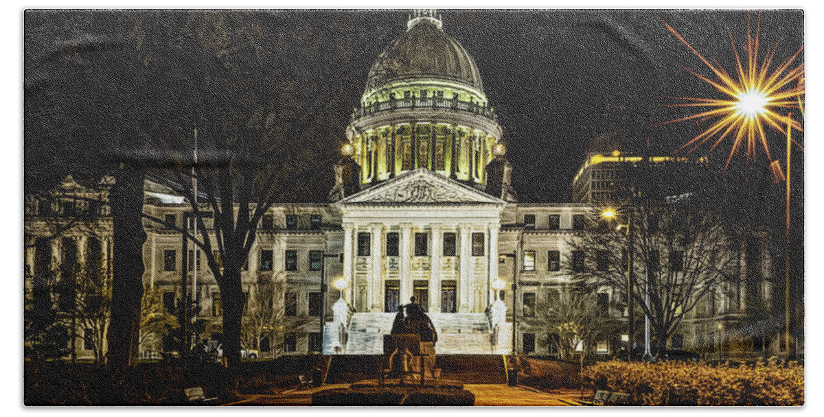 America Hand Towel featuring the photograph State Capitol #2 by Maria Coulson