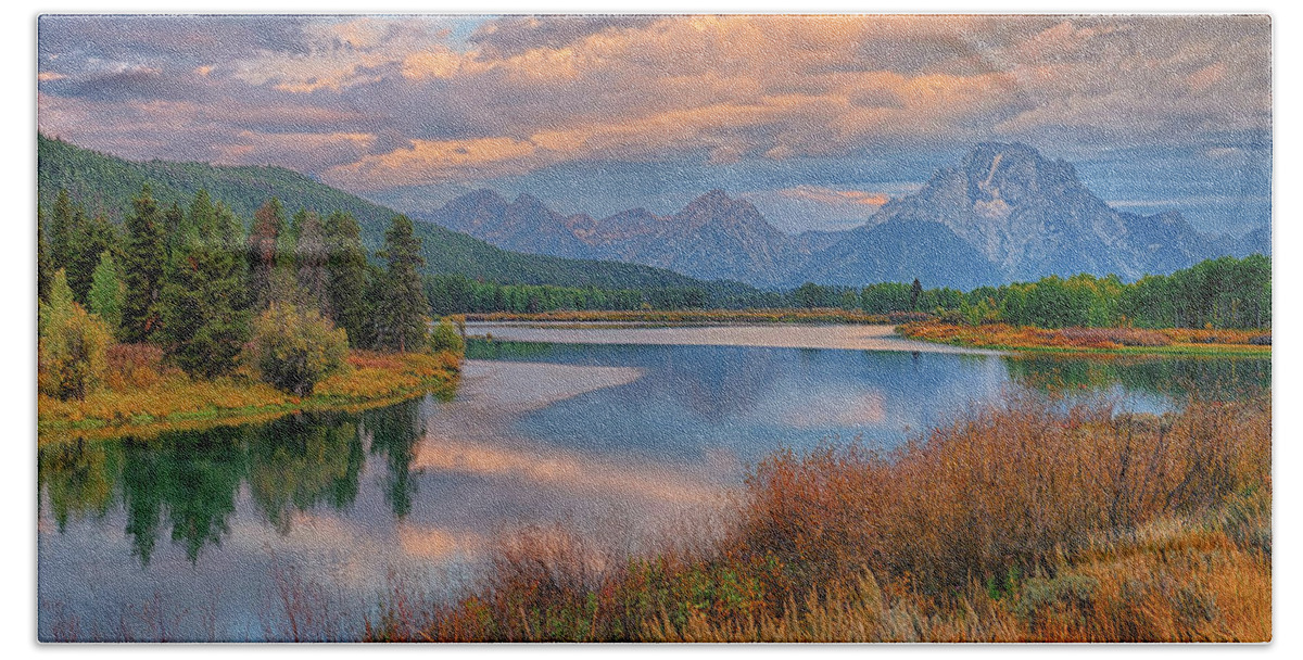 Tetons Bath Towel featuring the photograph Teton Autumn Triptych Right Panel #1 by Greg Norrell