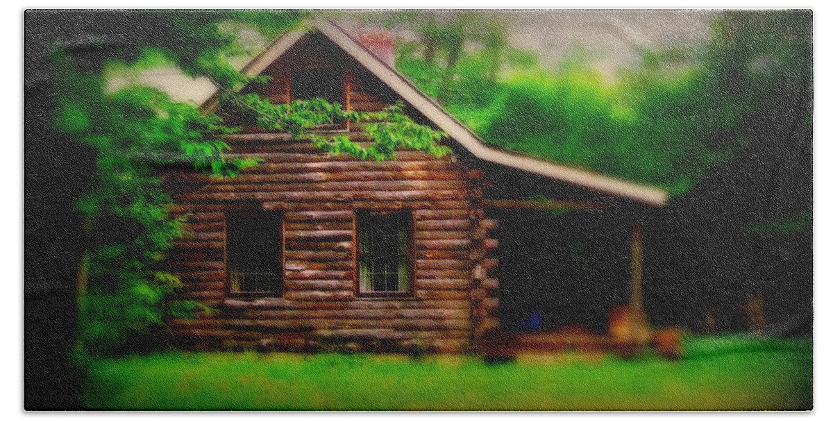  Log Cabin Hand Towel featuring the photograph The Rustic Log Cabin by Marysue Ryan