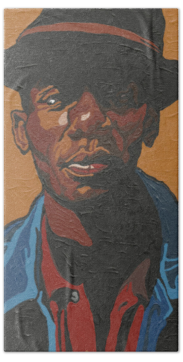 Mos Def Hand Towel featuring the painting The Most Beautiful Boogie Man #1 by Rachel Natalie Rawlins