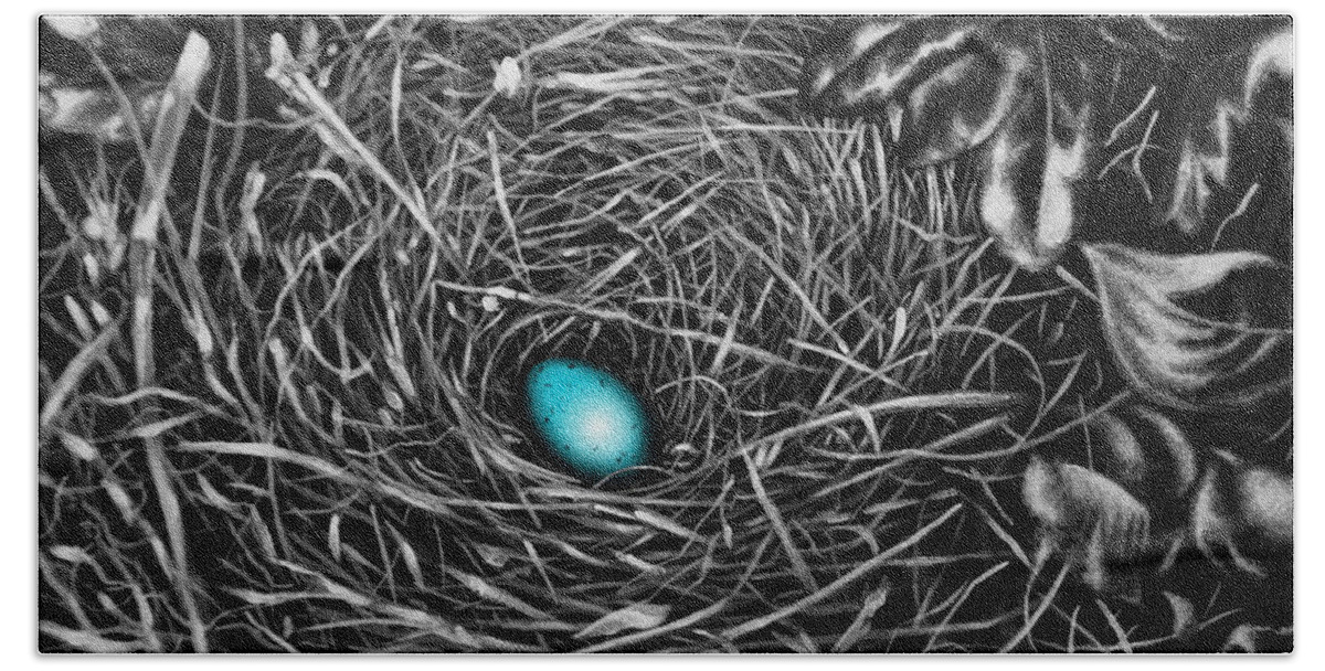 Robin Bath Towel featuring the painting The Robin's Egg by Craig Burgwardt