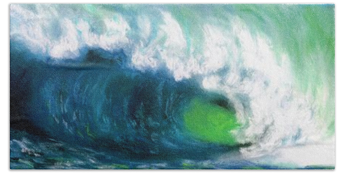 Waves Bath Towel featuring the painting The Wave #1 by Frances Marino
